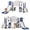 Blue White, variant on Gitawusa Indoor Plastic Toddler Play Set with Slide, Basketball Hoop and Bal
