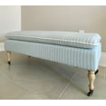 thumbnail image 1 of SEAT4U Linen Stripe Ticking Upholstered Pillowtop 48" Rossini Ottoman Bench with Multi Color Variants, 1 of 4