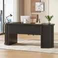 thumbnail image 7 of Modern Executive Desk with 2 Drawers, 58.3" x 21.7" Fluted Computer Desk with 2 Sliding Doors Storage, Home Office Desk, 7 of 7