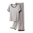 thumbnail image 2 of Lumistal Womens Pajama Sets Summer Crew Neck Short Sleeve Long Pants Pjs Lounge Set Casual Matching Sets Comfy Soft Pjs Set Women's Sleepwear M, 2 of 2