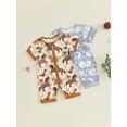 thumbnail image 3 of BemeyourBBs Western Baby Spring Summer Fall Clothes Newborn Baby Boy Girl Cowboy Cowgirl Outfit Romper Horse Print Short Sleeve Zip-up Full Length Jumpsuit, 3 of 9