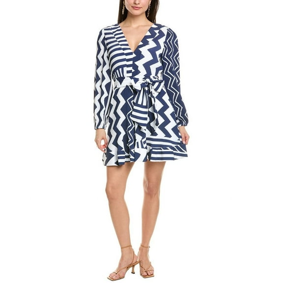 Milly womens Liv Pleated Satin Mini Dress, 4, Blue