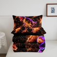 thumbnail image 5 of Manfei Neon T-Rex Full Size Comforter Sets,Gothic Lightning Bedding Comforter Set,Orange,Black Reversible,3 Pieces,1 Comforter and 2 Pillowcases, 5 of 7