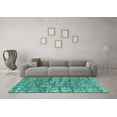 thumbnail image 3 of Ahgly Company Machine Washable Indoor Rectangle Abstract Turquoise Blue Modern Area Rugs, 2' x 3', 3 of 4
