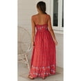 thumbnail image 3 of Mutural Women Summer Boho Beach Spaghetti Strap Maxi Sundresses V-Neck High Waist Slip Floral Swing Vacation Dress Small Red, 3 of 5