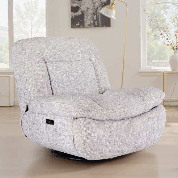 EDX Faux Leather Armless Swivel And Rocking Accent Chair With Footrest