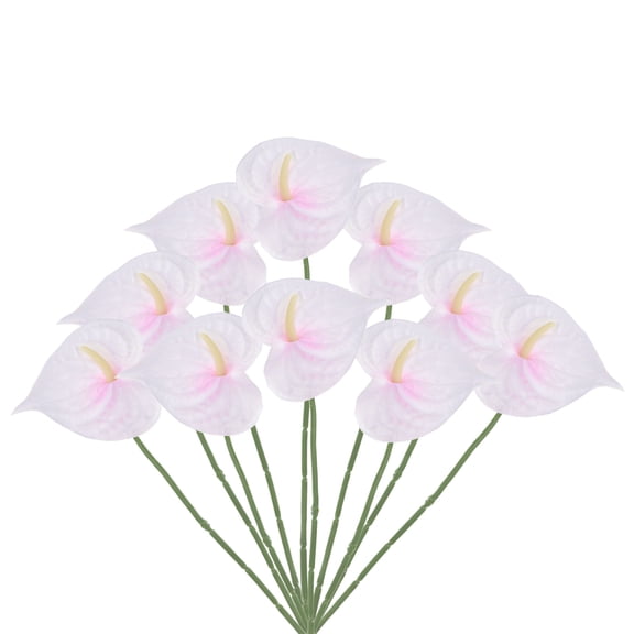 Uxcell 13" Artificial Anthurium Lily Flowers Floral Arrangements Bouquet Decor, Pink White 10 Pack
