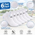 thumbnail image 5 of Athletic Ankle Socks for Men and Women, Low Profile Sports Socks, Comfortable Cushioned Fit for Running, Gym and Everyday Wear, White, Size L, 5 of 7