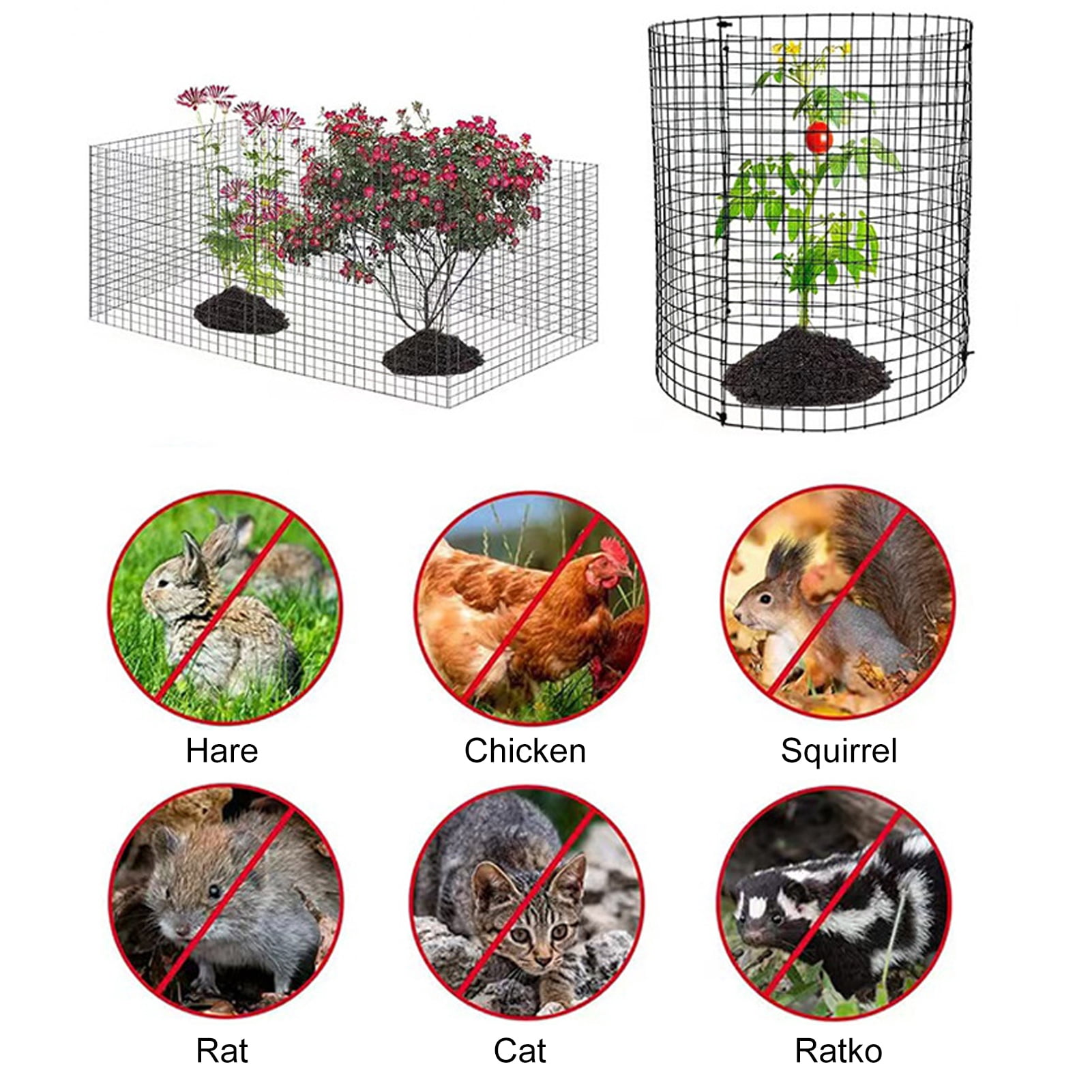 OIUR Wire Plant Protector from Animals Plant Protection Cage Set Tree Trunk Protector with Ground Stakes Ties for Garden Protection Keep Rabbit Fox Out