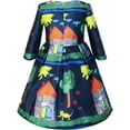 thumbnail image 2 of Girls Dress House Tree Print Cartoon Long Sleeve Winter Dress 14 Years, 2 of 6