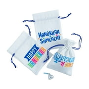 Hanukkah Canvas Treat Bags, Party Supplies, Hanukkah, 12 Pieces