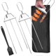 thumbnail image 1 of 3-vägs Grillspett, 3-uddiga Grillspett i Rostfritt Stål, Metall Grillspett Halvautomatisk Grillgaffel Med Tryckstång, 1 of 5
