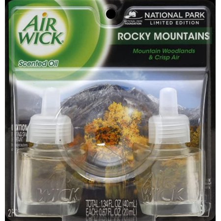 Air Wick National Park Rocky Mountains Scented Oil Air Freshener Refills, 1.35 Fl. Oz., 2 Count