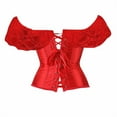 thumbnail image 4 of GILIGEGE Corset Tops for Women with Sleeves Going Out Crop Tops for Women Corset Tops for Women Bustier Lingerie Lace Waist Bodysuit Red S, 4 of 6