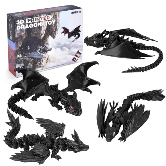 zumelio Set de 4 figuras de dragón impresas en 3D de 30 cm