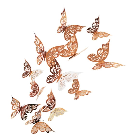 3D Butterfly Wall Decor,Butterflies Decorations Sticker,12Pcs 3 Sizes Hollow Mariposas for Party Cake Bedroom Living Room Floor,Simply DIY Murals Decorativas Para Pared