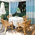 thumbnail image 2 of Colorful Stripe Outdoor Curtains for Patio Waterproof,Windproof Privacy Curtains with Weighted Bottom,Modern Teal Blue Green Vertical Striped Outside Drapes for Picnic Garage Yard 54"x95" 2 Panel, 2 of 8