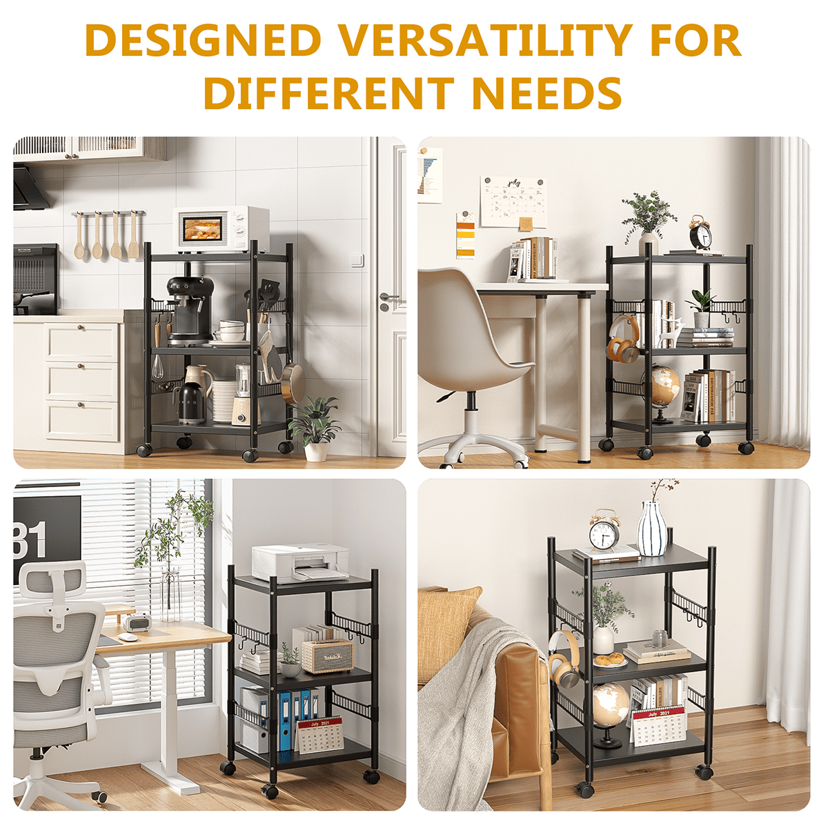 3-Tier Kitchen Rolling Cart