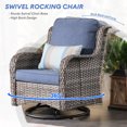 thumbnail image 2 of Ovios 6-Piece Wicker Outdoor Patio Dining Set with Pit Table and Swivel Chairs, Gray/Denim Blue, 2 of 5