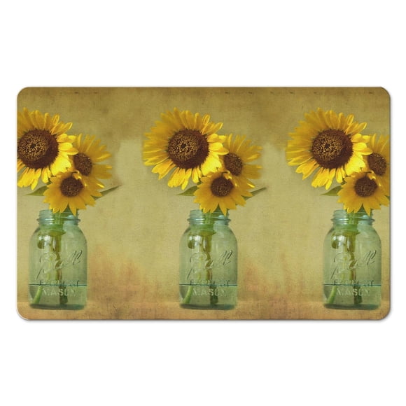 20x32 in Farmhouse Shower Curtain Rug - Sunflower Bathroom Decor, Floral Design. Create a Happy and Inspiring Bathroom Atmosphere!