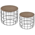 thumbnail image 1 of HOMCOM Tables Gigognes, Table Basse Ronde Lot de 2, Table d'Appoint Industrielle pour Salon, Chambre, Marron et Noir, 1 of 10