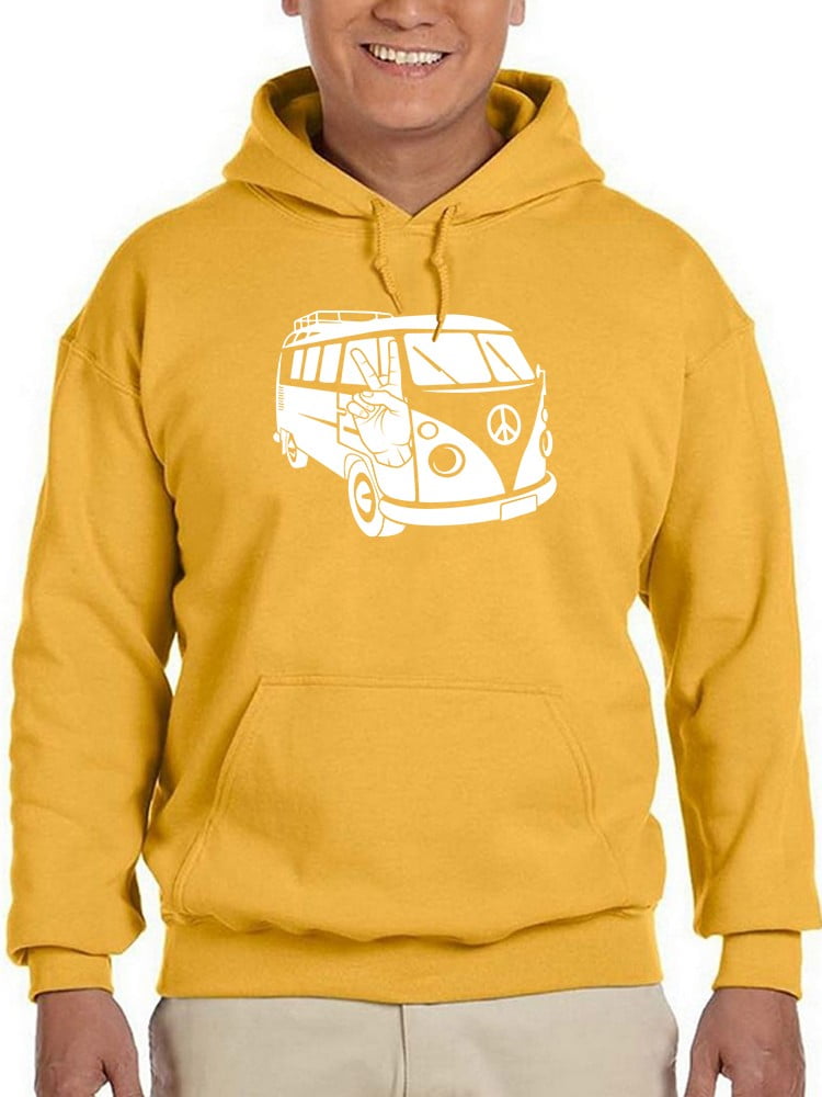 Smartprints Mens Graphic Hoodie Gold A Hippie Van Cotton Blend