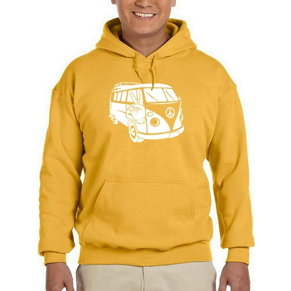 Smartprints Mens Graphic Hoodie Gold - A Hippie Van Cotton Blend Classic Fit