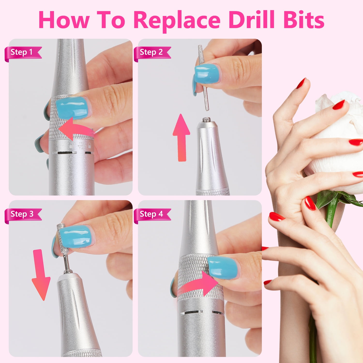 Imountek Portable Nail Drill Machine, 45000 RPM Professional Electric Nail File Kit with 11 Bits for Salon Home Manicure