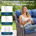 thumbnail image 3 of Unnifurnzi Outdoor Sofas All Weather Wicker Outdoor Couch with 6 Inch Thick Cushions Outdoor Furniture Couch for Porch Poolside Balcony-Brown/Blue, 3 of 7