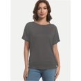 thumbnail image 4 of Women's Short Sleeve Boat Neck Dolman Top with Side Shirring, 4 of 6