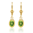 thumbnail image 5 of 14K Solid Yellow Gold Oval Green Peridot Drop Dangle Earrings Gemstone, 5 of 10