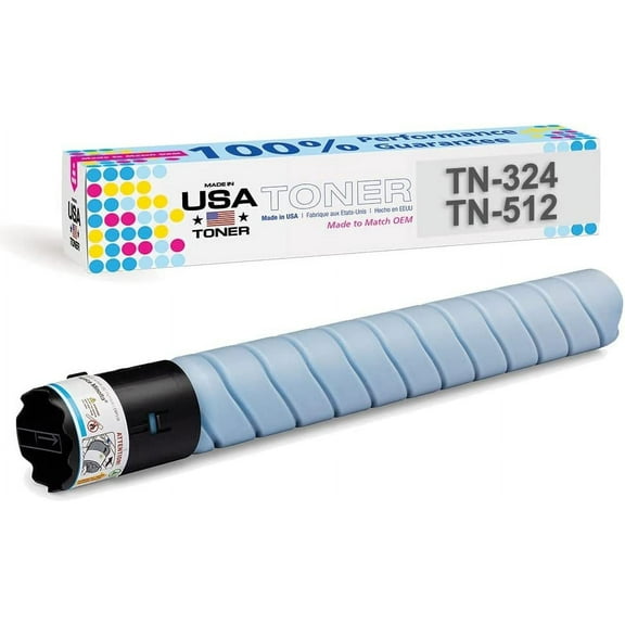MADE IN USA TONER Compatible Replacement for Konica Minolta TN324, TN512, bizhub C258, c308, c368, c454, c554, C454e, C554e Cyan