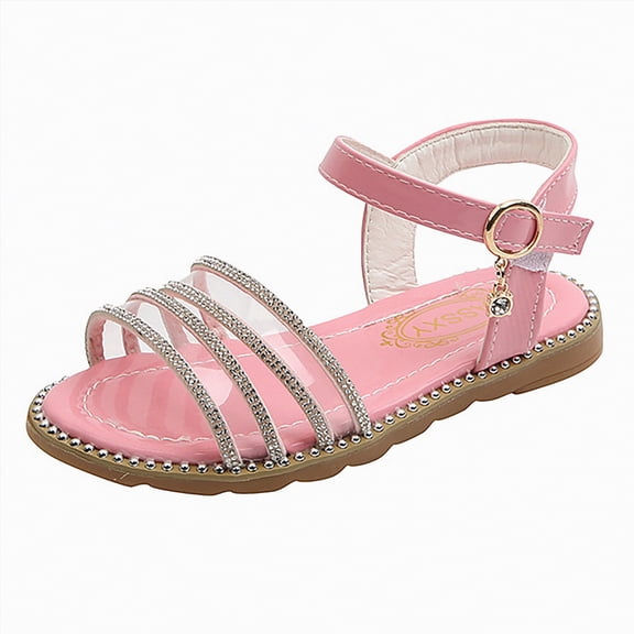 enyan Toddler Girl Sandals Leather Kids Sandals - Natural Cork Footbed Non-Slip Slides for Kids - Lightweight Girls Sandals - Water-Resistant Girls Sandals,Pink,Size 11