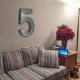 thumbnail image 3 of Huge 20" Metal Number Five 5" Wall Decor, Silver with Rusted Edges, Galvanized Wall Mountable Decoration for Country, Mid-Century, or Farmhouse Themed Room or Event, 3 of 6