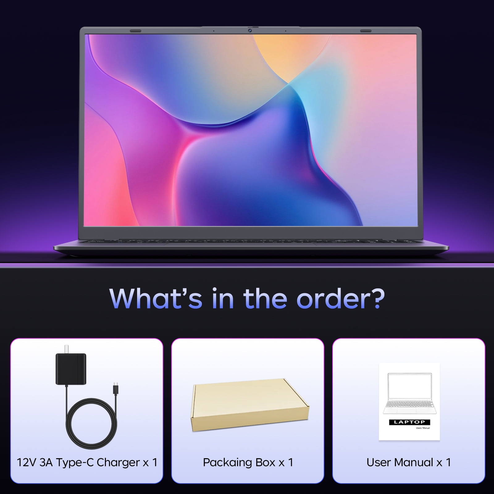 HYYUO 15.6" Laptop Computer, 16GB RAM 256GB SSD, Intel 6500Y with 2 Cores Up to 3.4GHz, FHD Display, Office 2024, Laptop for Business, Student, Office, Dark Gray, Windows 11 Laptop