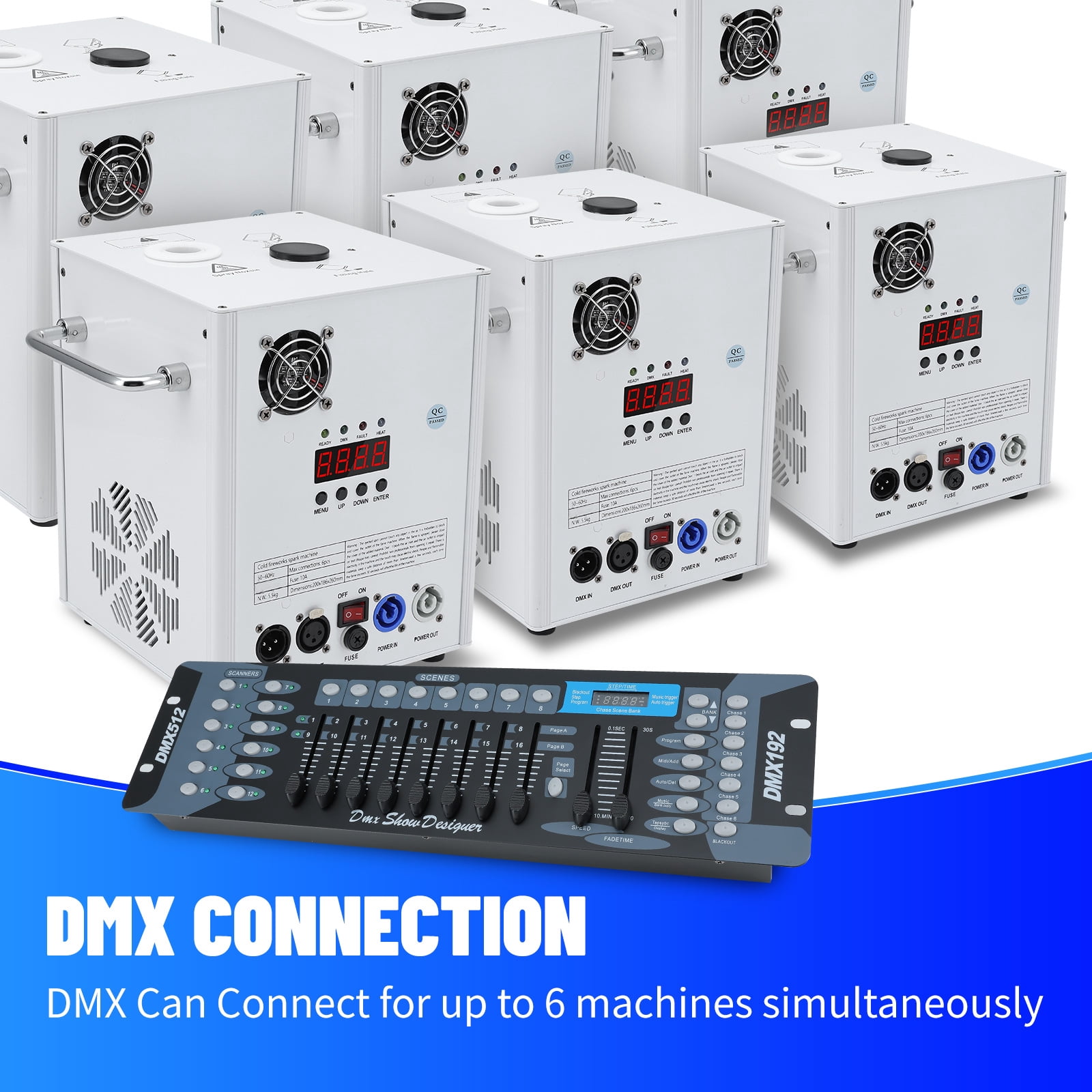 2 PCS 500W Cold Spark Machine DMX512 Firework Machine 6-19ft Adjustable for Wedding Stage Party DJ Disco,Black