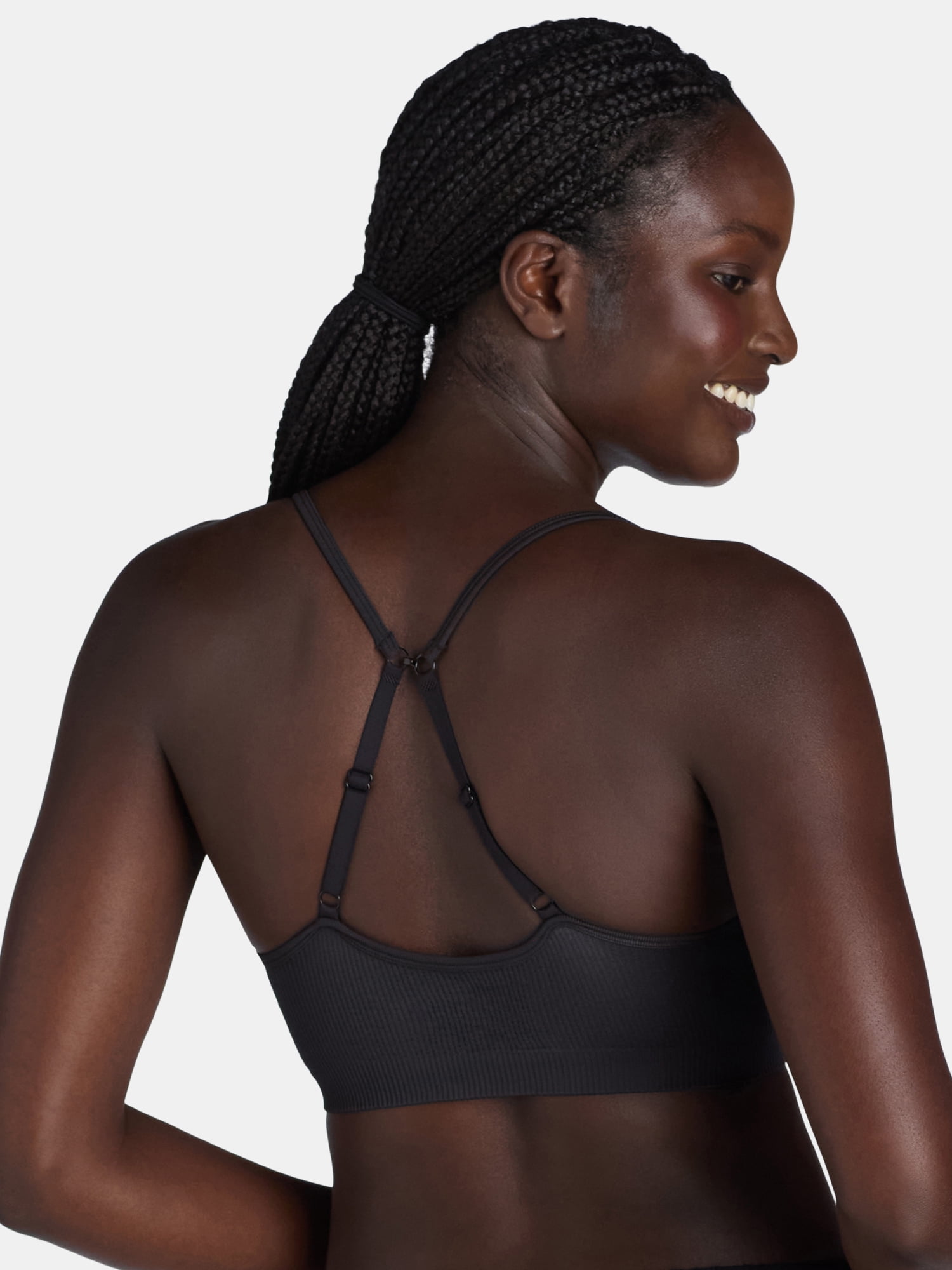 No Boundaries Women's Seamless Ribbed Triangle Bralette, Sizes XS-3XL