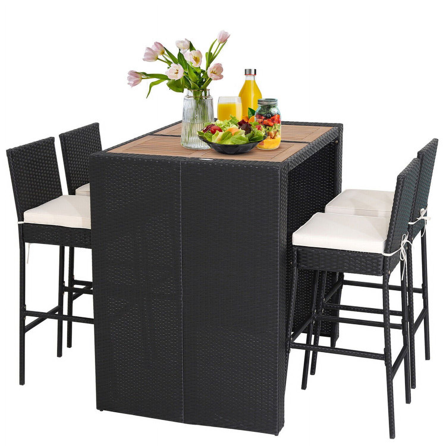 Aimee Lii 5 Pieces Patio Acacia Wood Dining Set, Outdoor Patio Furniture