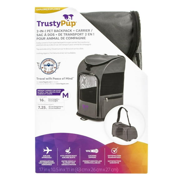 TrustyPup Sac à dos de voyage 2 en 1 pour animaux de compagnie Approuvé par la compagnie aérienne