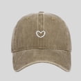 thumbnail image 2 of Lispipm Women Men Washed Cotton Plain Baseball Cap Embroidery Heart Adjustable Dad Hats Low Profile Outdoor Sun Cap Brown, 2 of 5