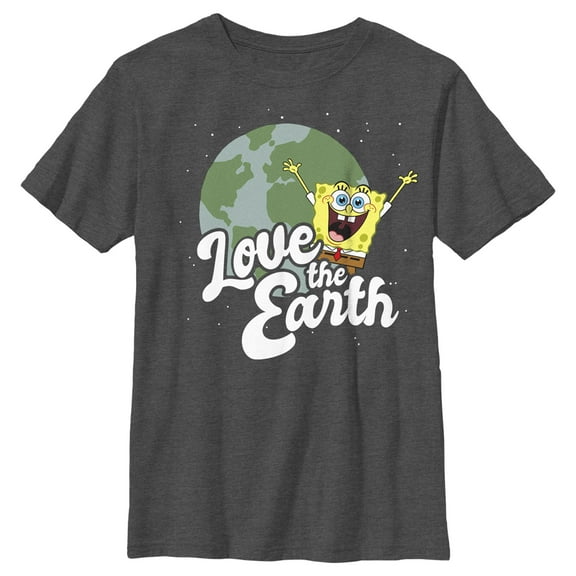 Boy's SpongeBob SquarePants Love the Earth Graphic Tee Charcoal Heather Small