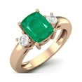 thumbnail image 2 of 8X6 Cushion Shape Natural Emerald Three Stone 925 Sterling Silver Rose Vermeil Women Mother's Day Gift Ring, 2 of 3