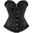 thumbnail image 1 of Szivyshi Women's Overbust Sweetheart Lace Up Plastic Bones Corset Bustier Top, 1 of 5