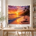 thumbnail image 5 of Tropical Beach Sunset with Palm Trees on a Sandy Shore, Serene Coastal for Beach Lovers, Tranquil Ocean Art Decor, Housewarming Gift, Tapestry Wall Hanging for Bedroom and Living Room, 5 of 7