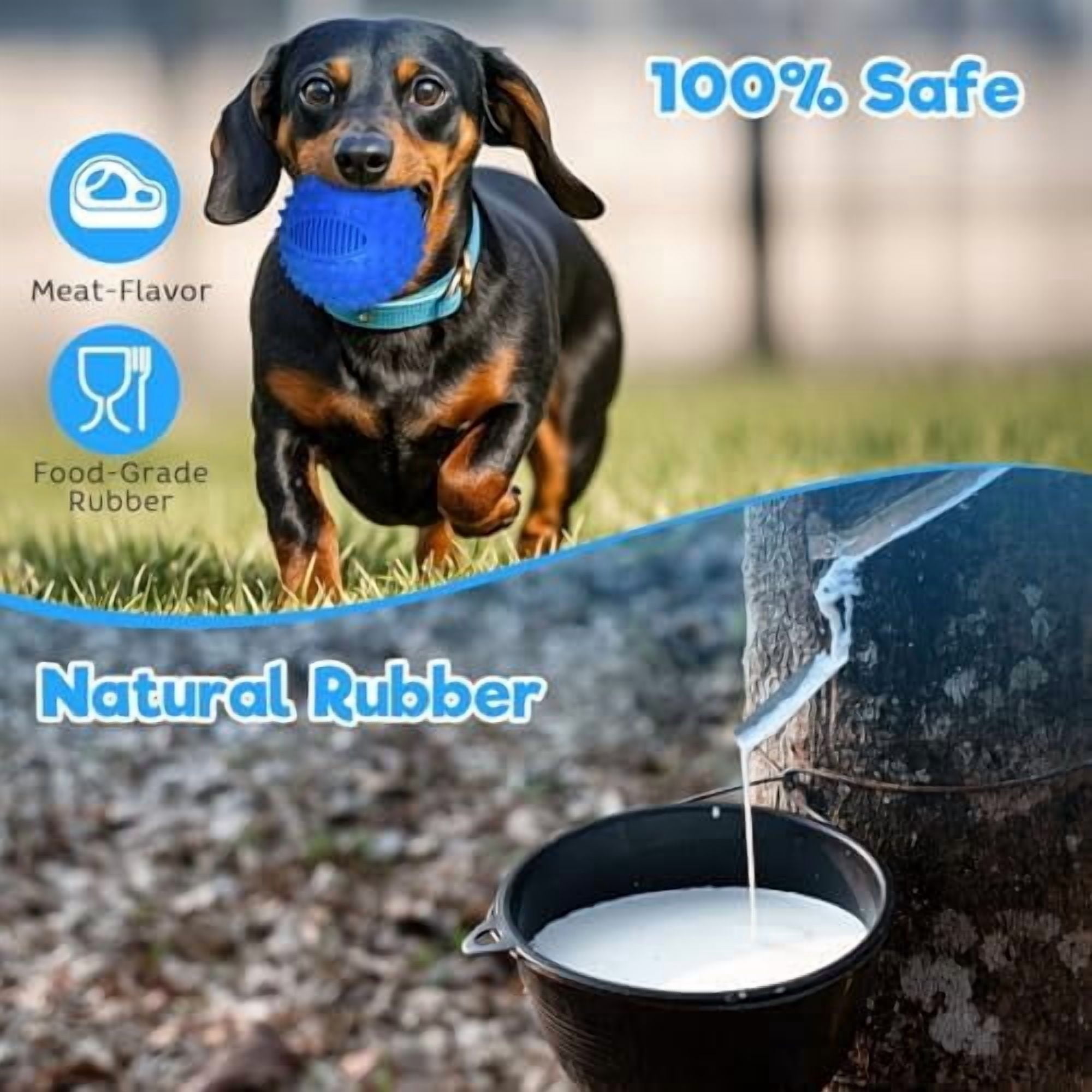 3" Squeaky Dog Balls for Aggressive Chewers, Durable Interactive Spiky Ball for Teething, Indestructible Rubber Dog Chew Toys, Tough Pet Toys for Small, Medium & Large Breeds Blue,3" (Small Dog)