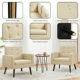 thumbnail image 6 of Yaheetech Modern Faux Leather Tufted Accent Chair,Beige, 6 of 9