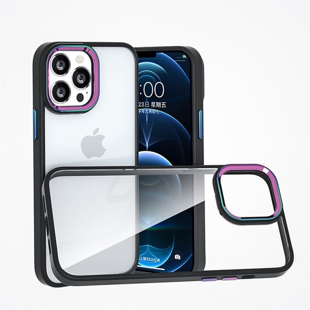 Funda de teléfono con marco de lente de Metal acrílico degradado para iPhone 14 13 12 11 Pro Max, cubierta transparente a prueba de golpes para iPhone 14 Pro Maxfor iPhone 14Plus Gao Jinjia LED