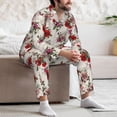 thumbnail image 7 of Yiaed Rose Flowers Print Men’s Pajamas Set - Long Sleeve Button Down Sleep Shirt and Pajama Bottoms Sleepwear Set Mens Pjs Sets Men's Pajama Bottoms-, 7 of 7