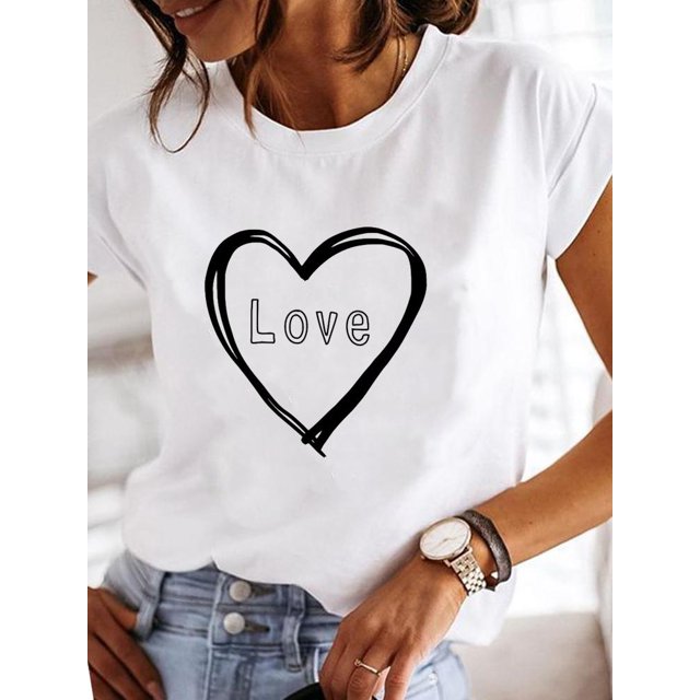 Ropa de verano para mujer, camisetas informales a la moda con estampado de letras, tendencia de los 90, camiseta gráfica bonita de manga corta para mujer Tan Jianjun unisex