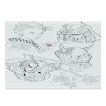 thumbnail image 1 of Kabuki Cutting Board, Samurai Warrior and Japanese Woman Portrait Drawings Sakura Blossoms, Decorative Tempered Glass Cutting and Serving Board, Large Size, Black White Pink, by Ambesonne, 1 of 1
